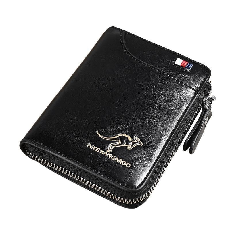 Men'S Rfid Blocking Leather Short Wallet Credit Id Card Cash Holder Purse