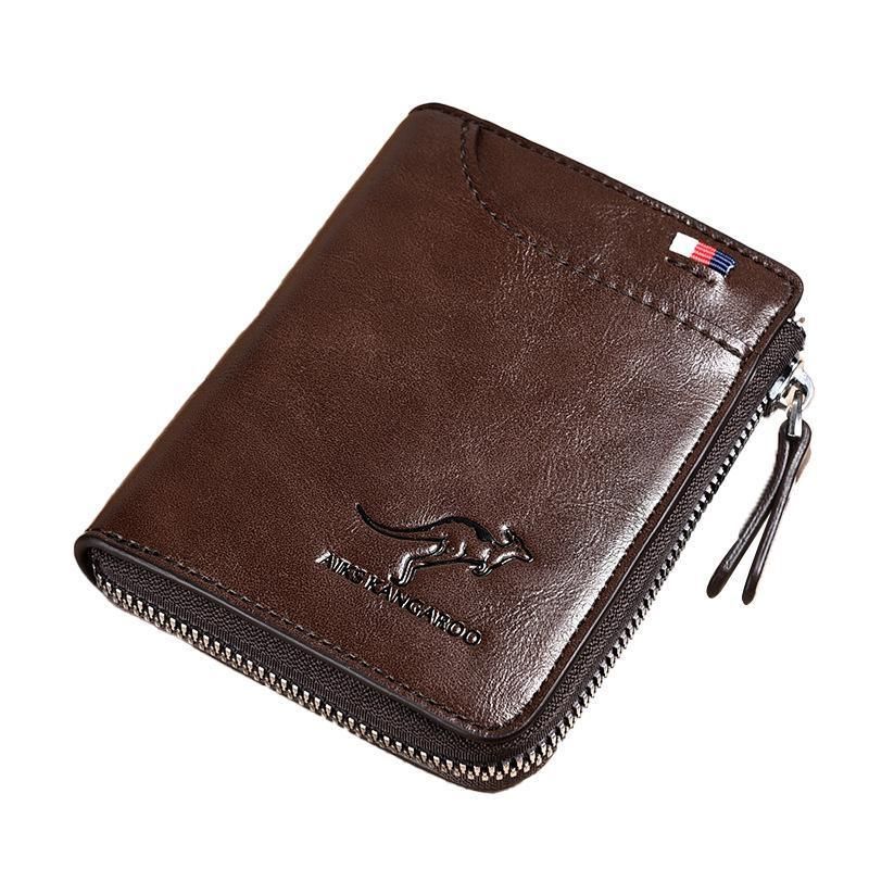 Men'S Rfid Blocking Leather Short Wallet Credit Id Card Cash Holder Purse