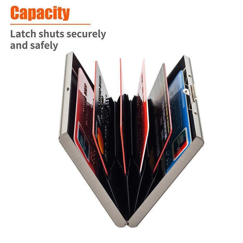 Rfid Blocking Stainless Slim Wallet Id Credit Card Holder Case Protector Purse - Silver