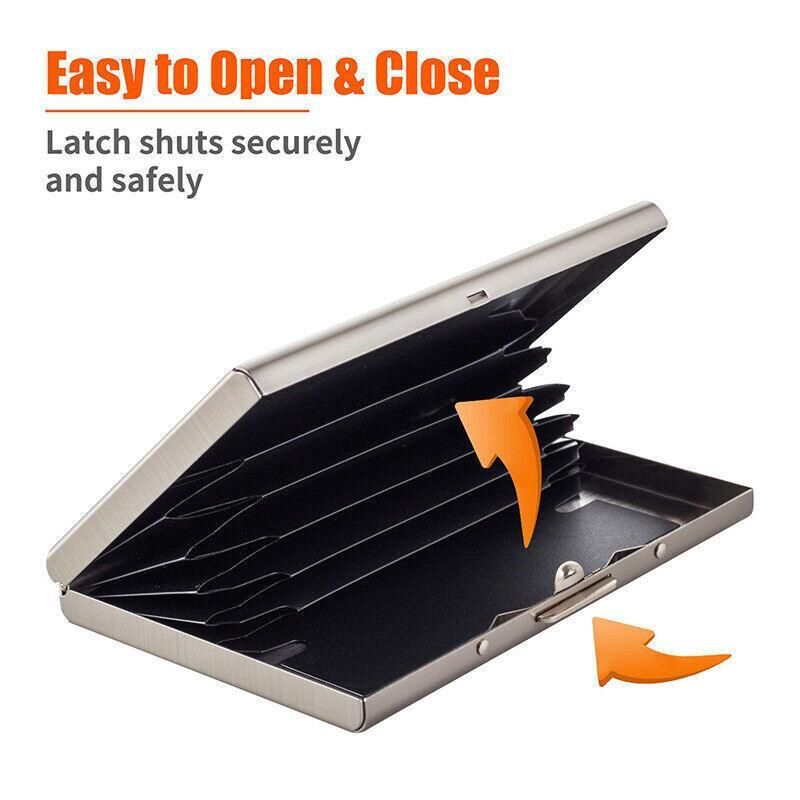 Rfid Blocking Stainless Slim Wallet Id Credit Card Holder Case Protector Purse - Silver