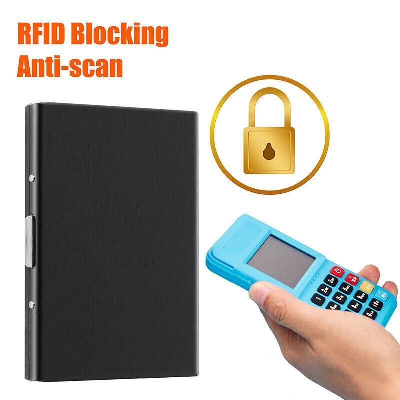 Rfid Blocking Stainless Slim Wallet Id Credit Card Holder Case Protector Purse - Silver