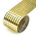 Diy Mini Mosaic Tiles Self-Adhesive Square Mirror Glass Wall Sticker Decors - Gold