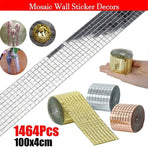 Diy Mini Mosaic Tiles Self-Adhesive Square Mirror Glass Wall Sticker Decors - Silver
