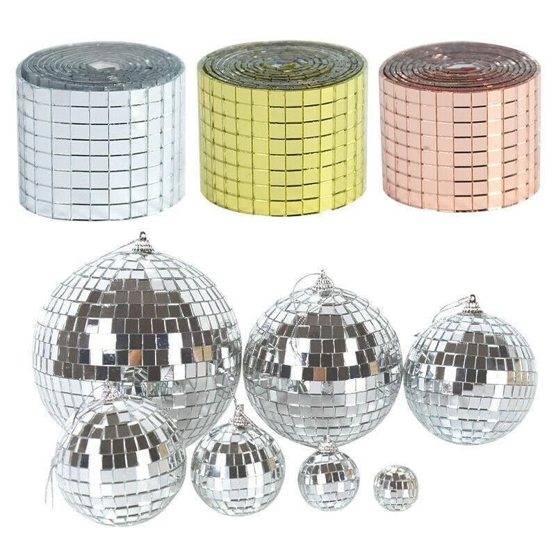Diy Mini Mosaic Tiles Self-Adhesive Square Mirror Glass Wall Sticker Decors - Silver