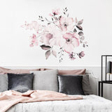Removable Wall Stickers Watercolour Dusty Pink Flowers Leaves - Side View