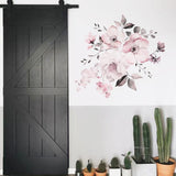 Removable Wall Stickers Watercolour Dusty Pink Flowers Leaves - Top-Down View