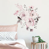 Removable Wall Stickers Watercolour Dusty Pink Flowers Leaves - Extra Image