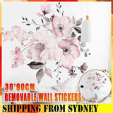 Removable Wall Stickers Watercolour Dusty Pink Flowers Leaves - Extra Image