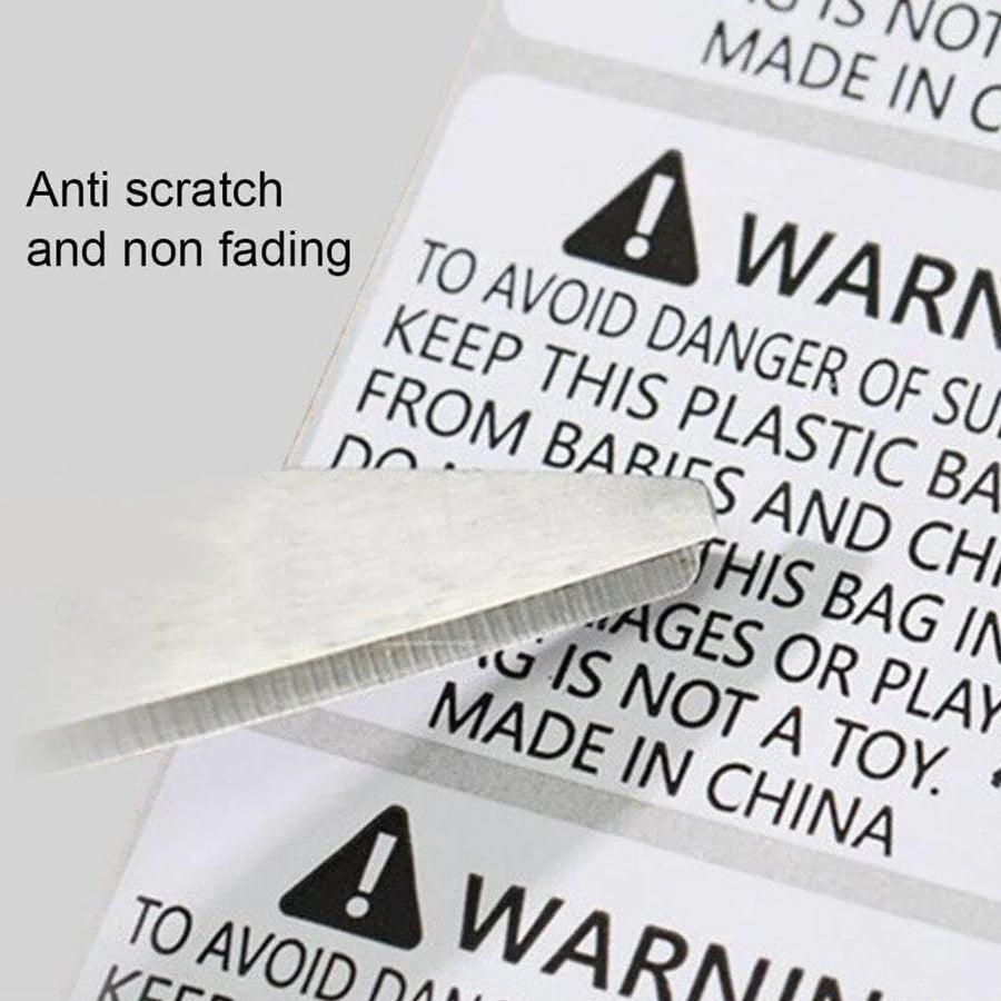 Suffocation Warning Labels Roll 3 Sizes Available Strong Water-Based Adhesive - 4x3cm