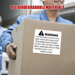Suffocation Warning Labels Roll 3 Sizes Available Strong Water-Based Adhesive - 6x6cm