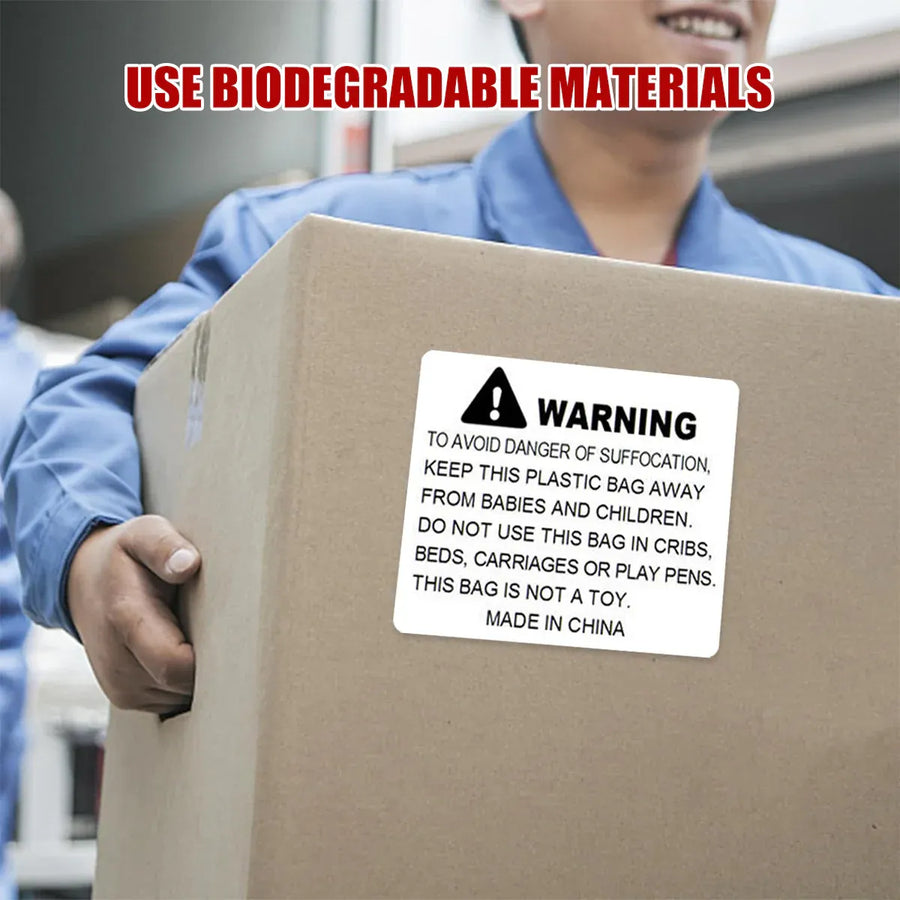 Suffocation Warning Labels Roll 3 Sizes Available Strong Water-Based Adhesive - 6x6cm