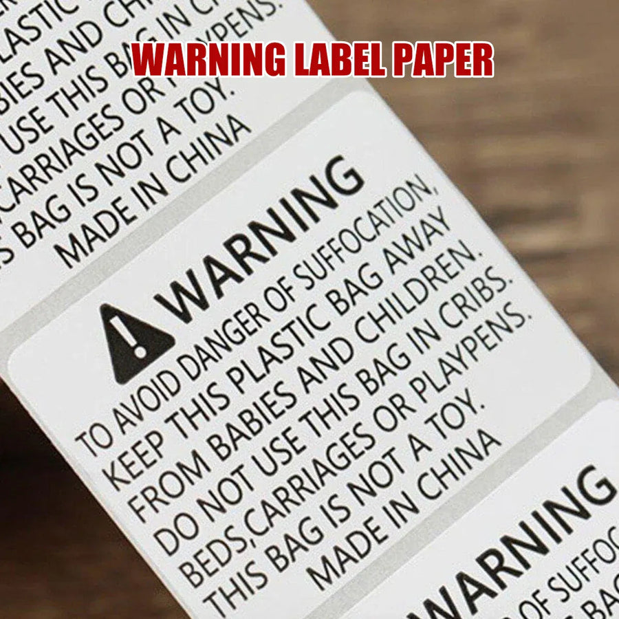 Suffocation Warning Labels Roll 3 Sizes Available Strong Water-Based Adhesive - 6x6cm