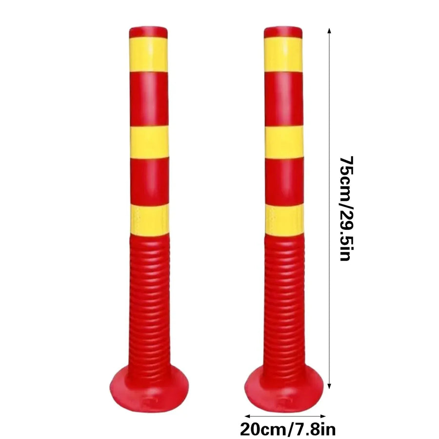 2PCS Road Warning Post Flexible Traffic Bollard Reflective Parking Driveway