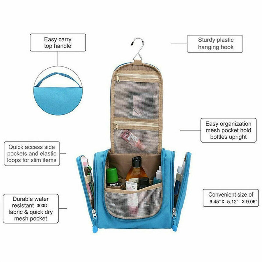 Makeup Bag Hanging Travel Toiletry Cosmetic Organizer Wash Bag Waterproof - Navy