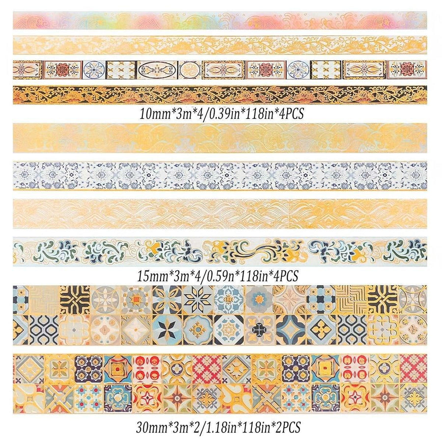 Gold Foil Washi Tape Set Decorative Craft Tape for Gift Wrapping Scrapbooking - YSSCJ