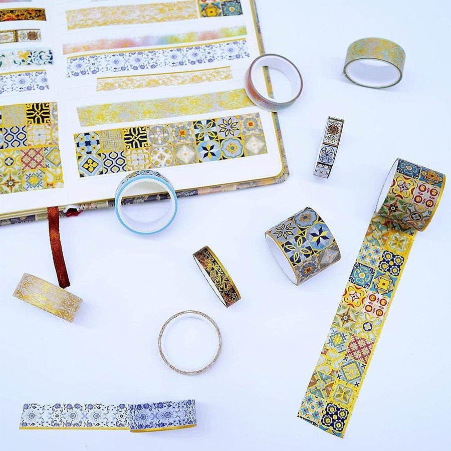 Gold Foil Washi Tape Set Decorative Craft Tape for Gift Wrapping Scrapbooking - YSSCJ