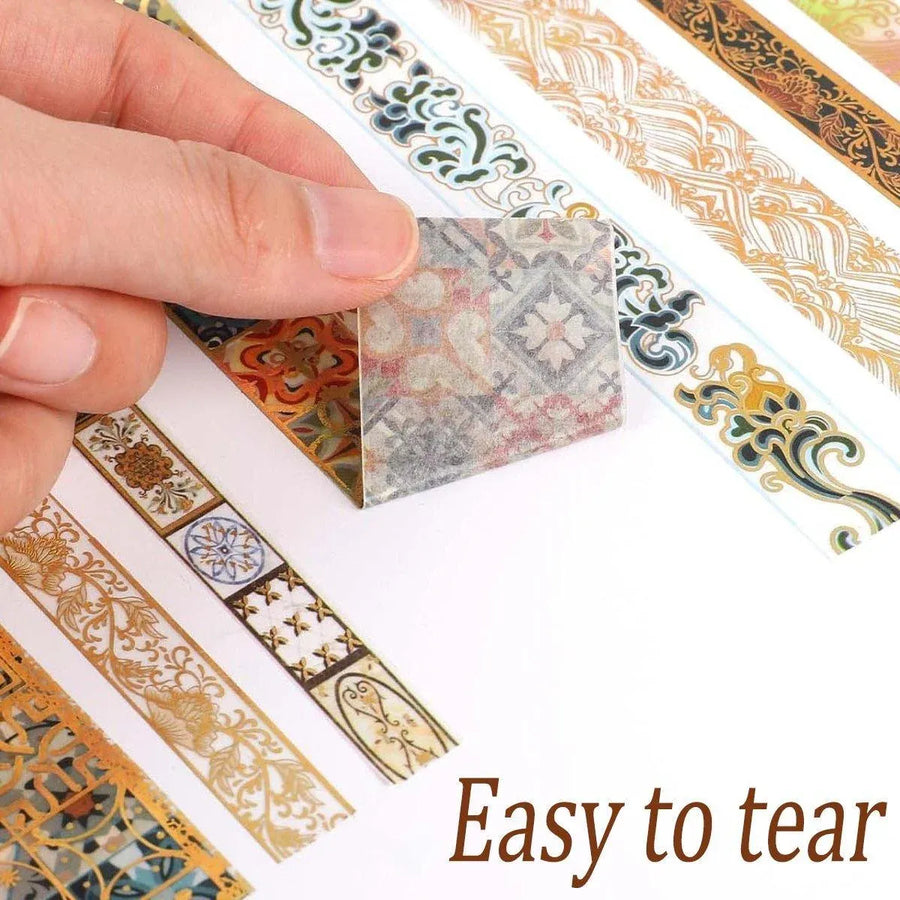 Gold Foil Washi Tape Set Decorative Craft Tape for Gift Wrapping Scrapbooking - YSSCJ