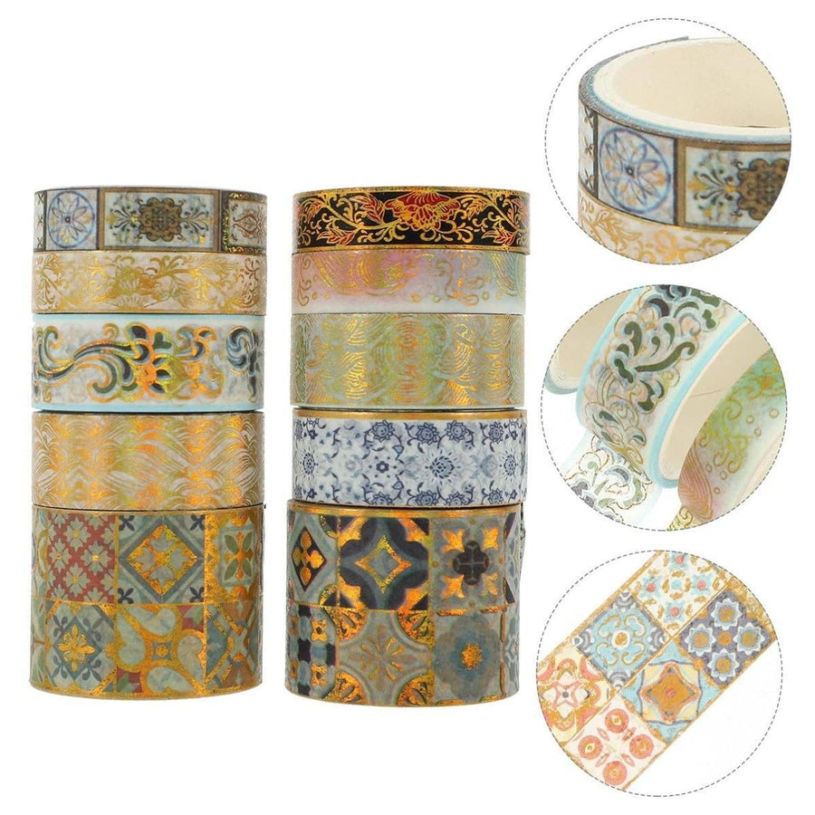 Gold Foil Washi Tape Set Decorative Craft Tape for Gift Wrapping Scrapbooking - YSSCJ