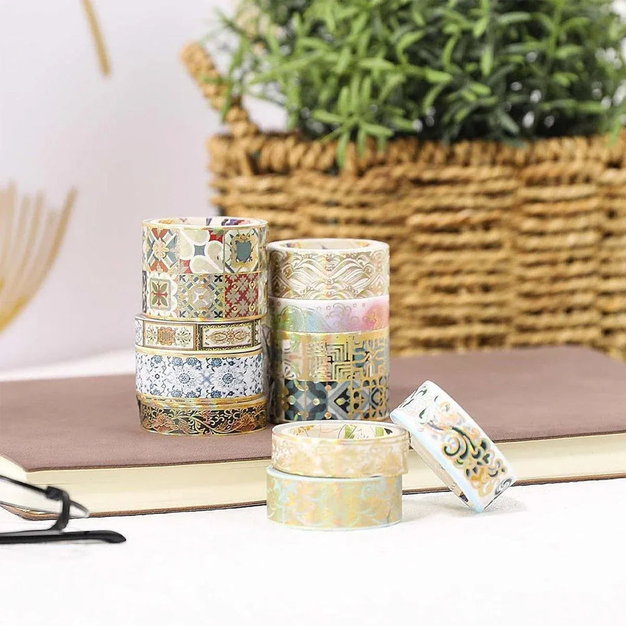Gold Foil Washi Tape Set Decorative Craft Tape for Gift Wrapping Scrapbooking - YSSCJ