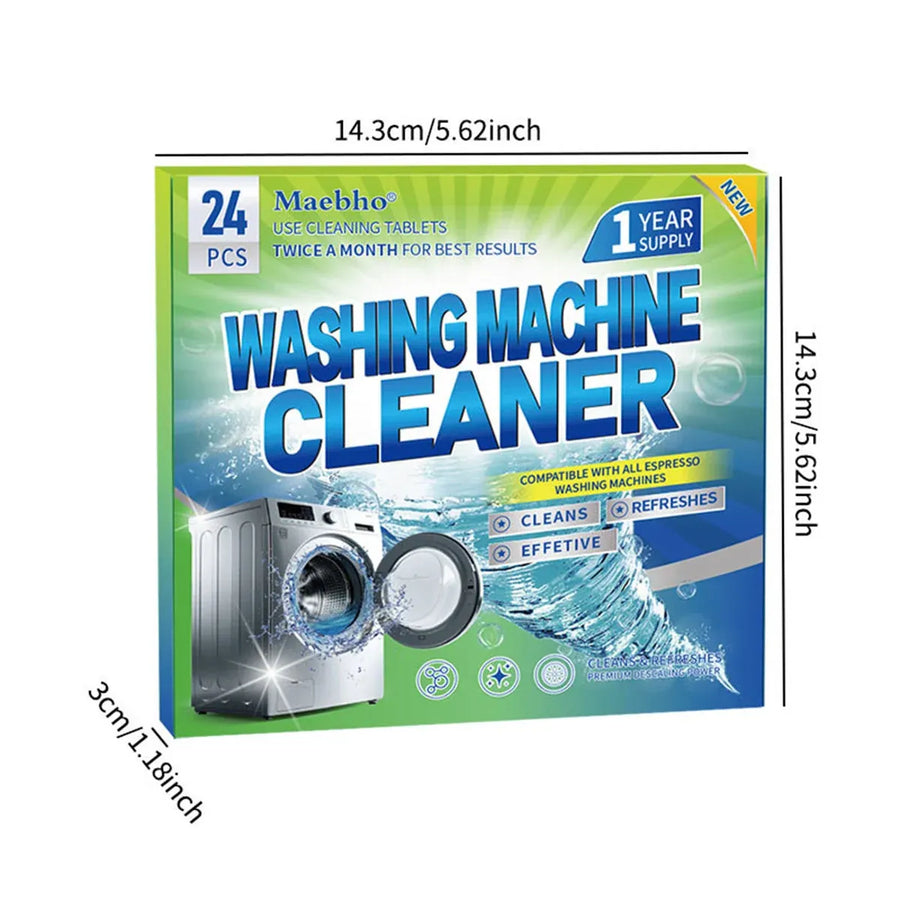 24PCS Effervescent Tablets Washing Machine Cleaner Deep Stain and Odor Removal