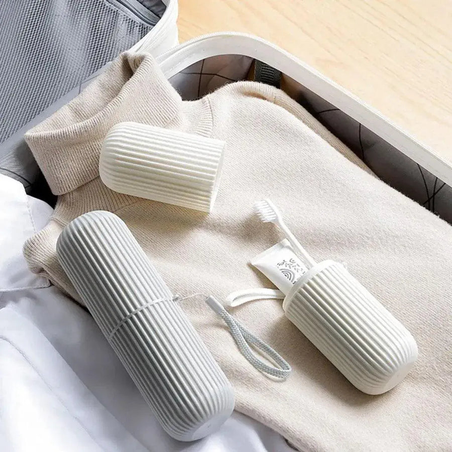 Travel Toothbrush and Toothpaste Holder Portable Bathroom Storage Box Case Cover - Green