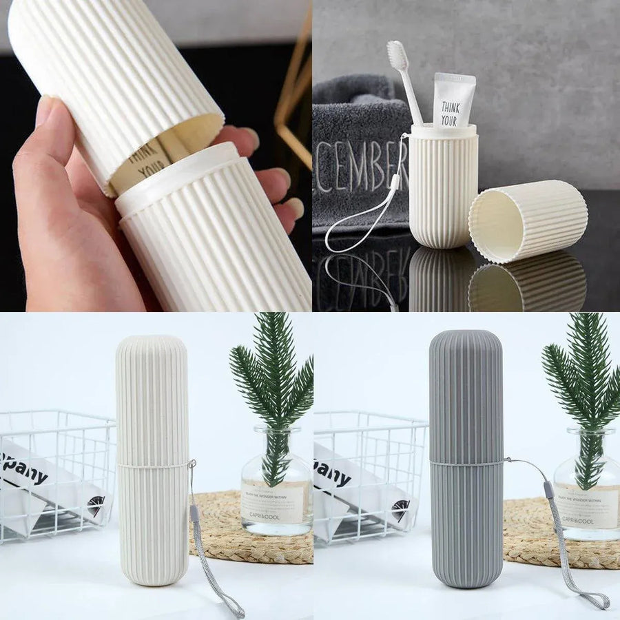 Travel Toothbrush and Toothpaste Holder Portable Bathroom Storage Box Case Cover - Green