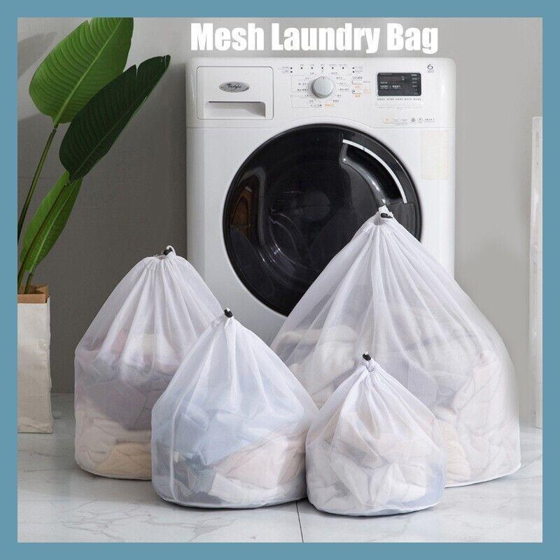 Laundry Washing Mesh Net Bag Drawstring Delicate Cloth Cleaning Clothes Lingerie - M (50*40CM)