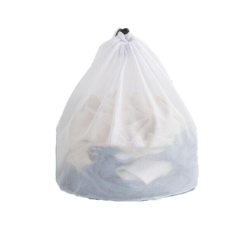 Laundry Washing Mesh Net Bag Drawstring Delicate Cloth Cleaning Clothes Lingerie - S (40*30CM)
