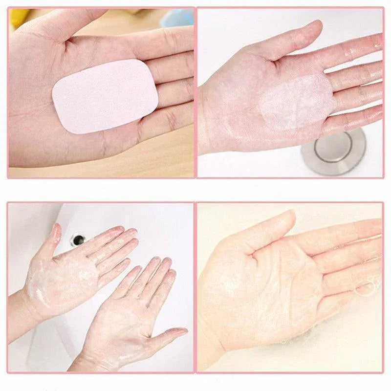 100Pcs Scented Foaming Paper Soap Portable Washing Sheets for Travel