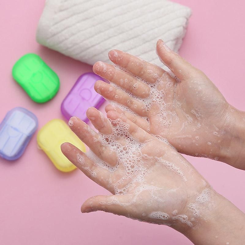 100Pcs Scented Foaming Paper Soap Portable Washing Sheets for Travel