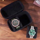 Two Card Portable Watch Organizer Box Storage Case for Watches and Straps - Rear View