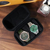 Two Card Portable Watch Organizer Box Storage Case for Watches and Straps - Close-Up Angle