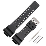 16mm TPU Watch Strap Compatible with G Series GA100 G8900 GW8900 with Tool Pins - Black