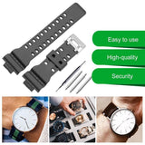16mm TPU Watch Strap Compatible with G Series GA100 G8900 GW8900 with Tool Pins - Black - Top-Down View