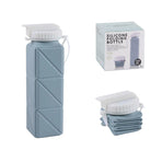 620ml Silicone Folding Water Bottle Food Grade Outdoor Sports Kettle High Temp - Blue