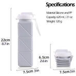 620ml Silicone Folding Water Bottle Food Grade Outdoor Sports Kettle High Temp - Blue