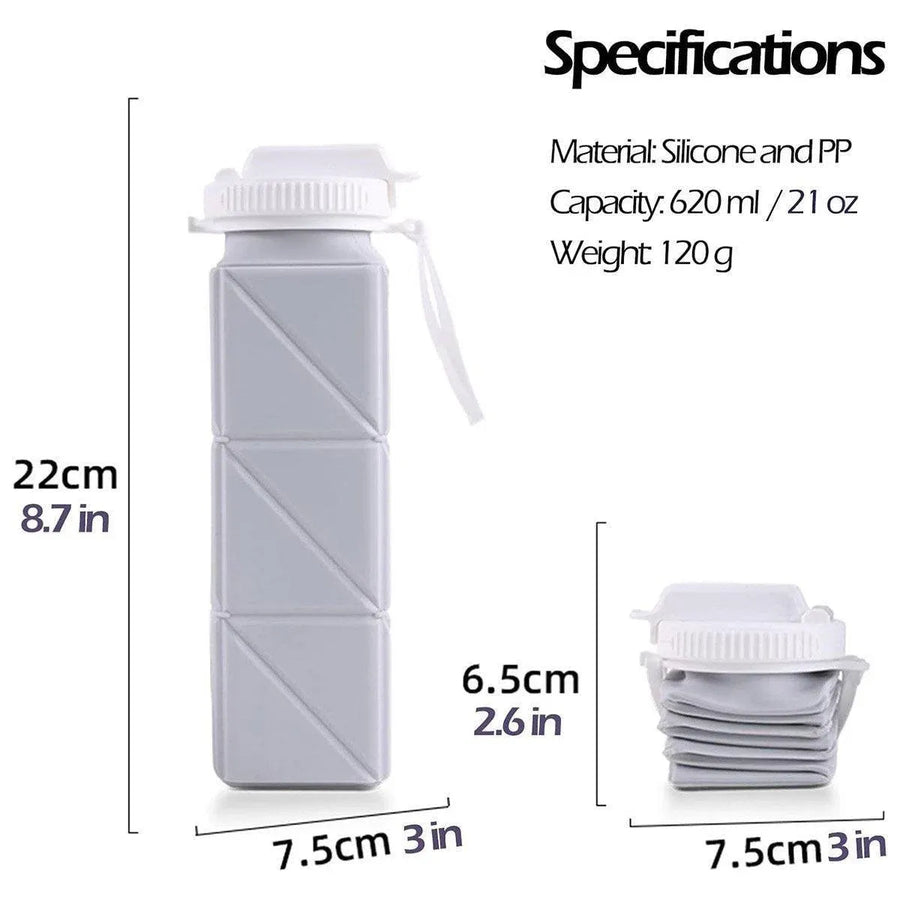 620ml Silicone Folding Water Bottle Food Grade Outdoor Sports Kettle High Temp - Blue