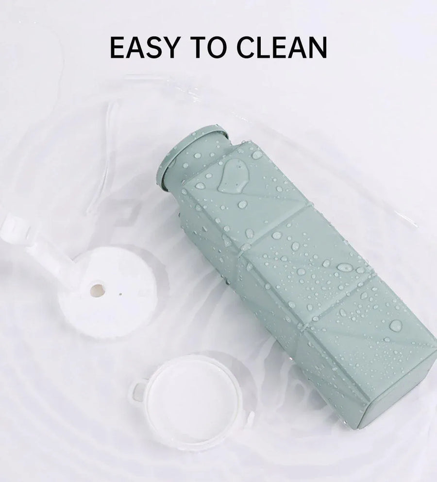 620ml Silicone Folding Water Bottle Food Grade Outdoor Sports Kettle High Temp - Blue