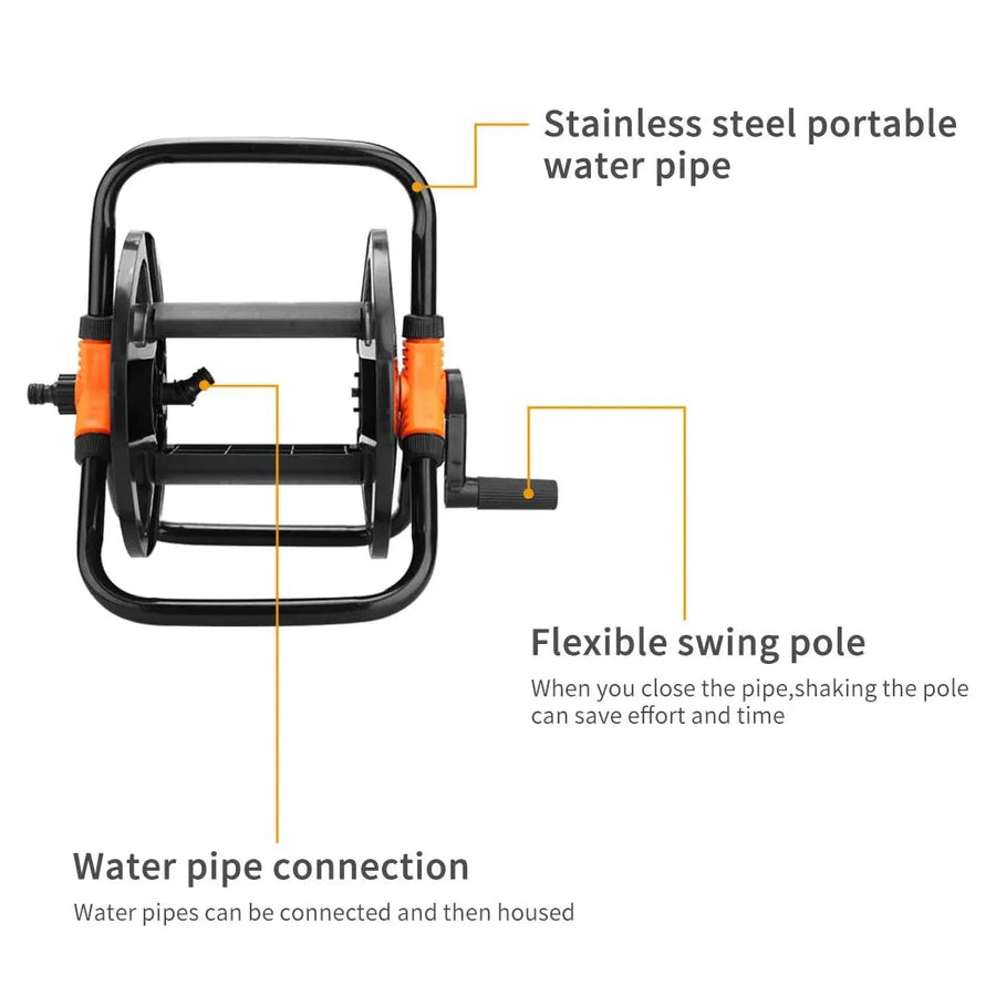 Garden Hose Storage Rack Pipe Holder Car Wash Water Winding Reel Organizer
