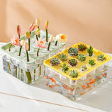 Transparent Rectangular Aquarium 12Hole Lid Portable Hydroponic Plant Fish Tank - Green