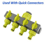 Garden Hose Splitter 4 Way Tap Connector With Valve for Lawn Irrigation System