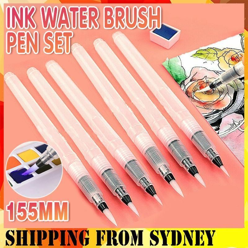 6PCS Water Brush Pen Set for Watercolour Calligraphy and Painting