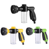 Washing Nozzle Plant Pet Hose 8-Mode Garden Car Water Foam Sprayer Soap Dispenser - Green - Front View