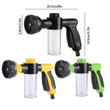 Washing Nozzle Plant Pet Hose 8-Mode Garden Car Water Foam Sprayer Soap Dispenser - Black - Side View