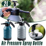 Pressure Pump Spray Bottle 2L Easy Pump Adjustable Nozzle Garden Watering Flower - Grey - Front View