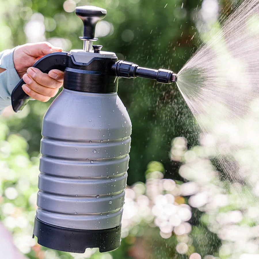 Pressure Pump Spray Bottle 2L Easy Pump Adjustable Nozzle Garden Watering Flower - Grey