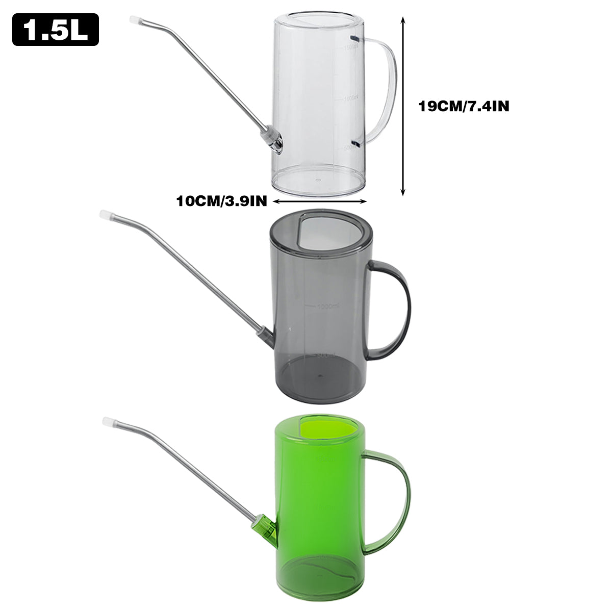 Watering Can Long Spout For Indoor Outdoor Garden Potted Plants Flowers Use - Grey