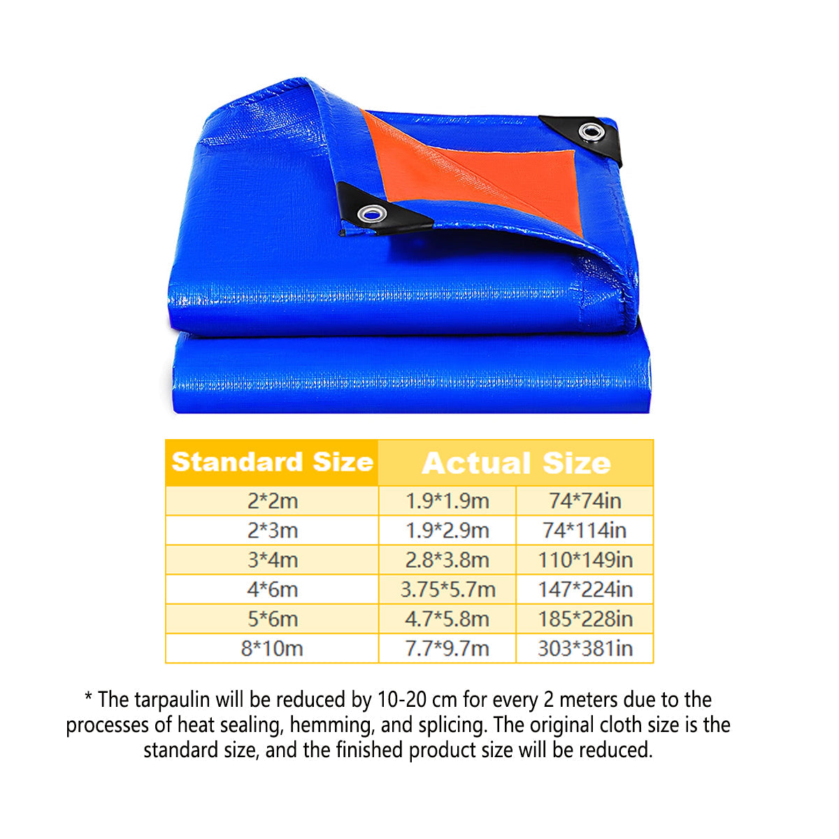 Waterproof Plastic Tarp Cover Heavy Duty Ground Sheet Rainproof Dustproof Blue - 2x3m