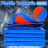 Waterproof Plastic Tarp Cover Heavy Duty Ground Sheet Rainproof Dustproof Blue - 4x6m