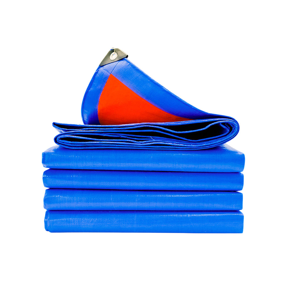 Waterproof Plastic Tarp Cover Heavy Duty Ground Sheet Rainproof Dustproof Blue - 4x6m
